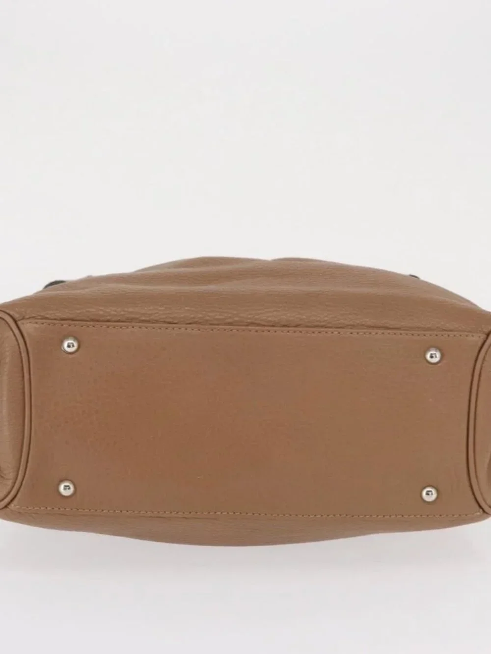 Salvatore Ferragamo Gancini Hand Bag Leather Brown Gold Auth 163989